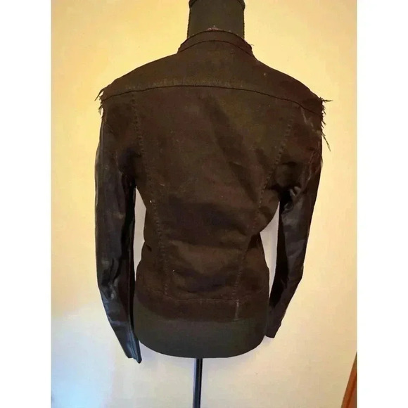 J Brand distressed jacket with Leather Sleeves Size M - Picture 10 of 13